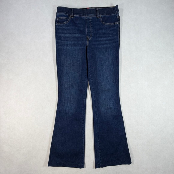 SPANX Denim - Spanx Flare Jeans Size Large Dark Indigo Pull On High Rise Denim Pants L